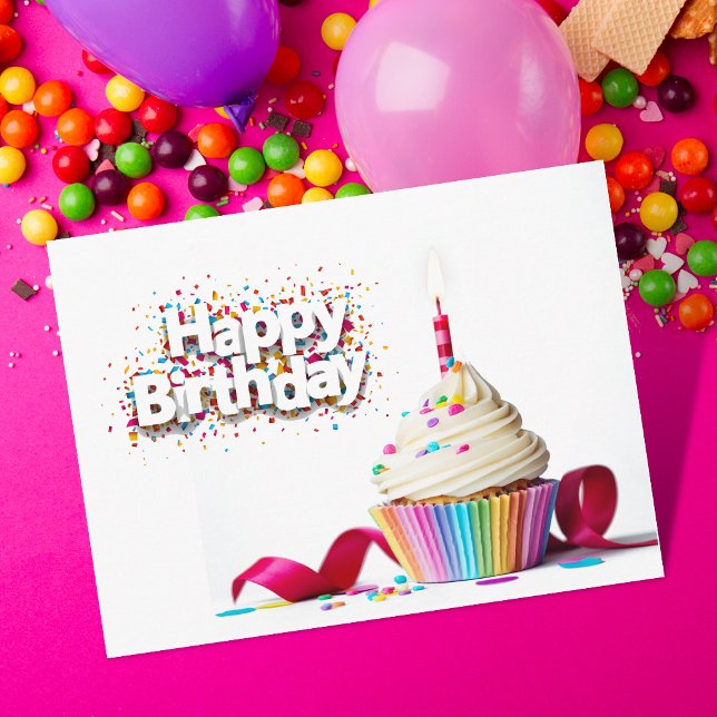 Carte Postale Joyeux Cupcake d'anniversaire (Créateur téléchargé)