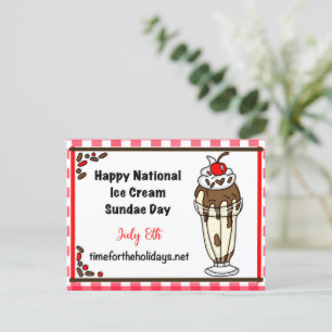 Carte Postale Joyeux dimanche de crème glacée nationale, 8 juill