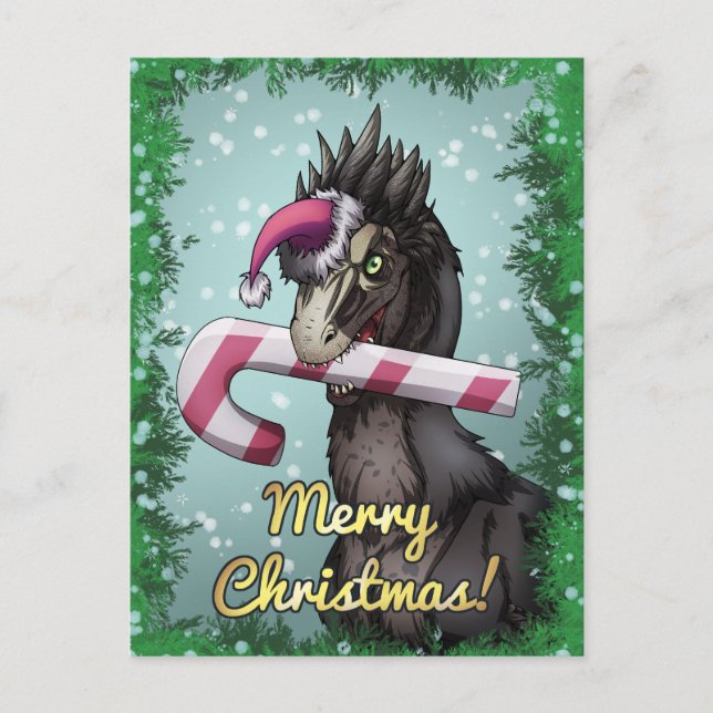 Carte Postale Joyeux dinosaure de Noël (Devant)