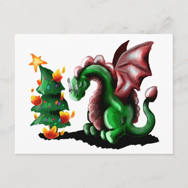 Carte Postale Joyeux dragon de Noël (Devant)