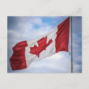 Carte Postale Joyeux drapeau canadien rouge et blanc de la fête 