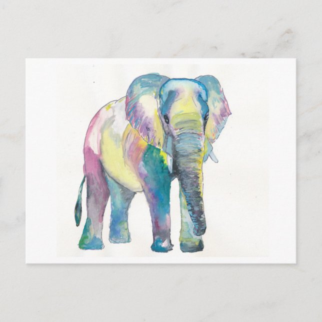 Carte Postale Joyeux éléphant coloré (Devant)