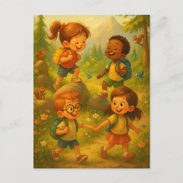 Carte Postale Joyeux Enfants Randonnée - Classroom Adventure Pos (Devant)