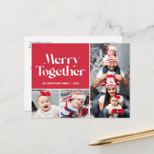 Carte Postale joyeux ensemble famille photo collage vacances