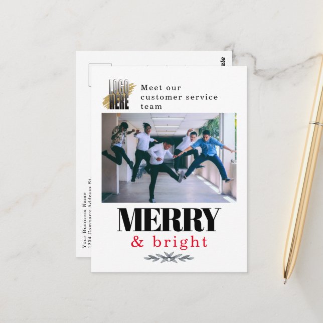 Carte Postale Joyeux et brillant Noël (Devant/Arrière en situation)