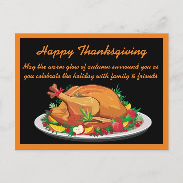 Carte Postale Joyeux et chaleureux message de Thanksgiving (Devant)