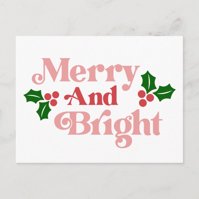 Carte Postale Joyeux et Lumineux - Typographie de Fêtes Classiqu (Devant)
