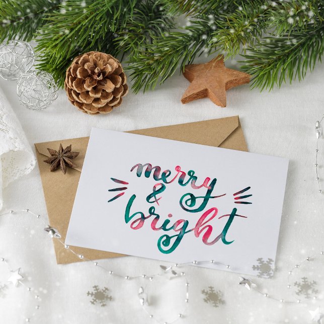 Carte Postale Joyeux et lumineux - vert et rose (Créateur téléchargé)