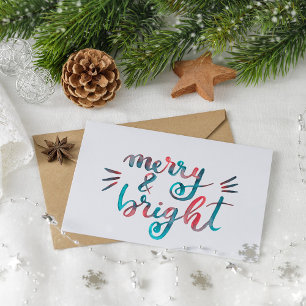 Carte Postale Joyeux et lumineux - vert et rouge