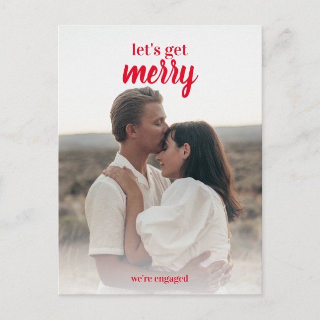 Carte Postale Joyeux Faire-part de Noël Fiançailles (Devant)