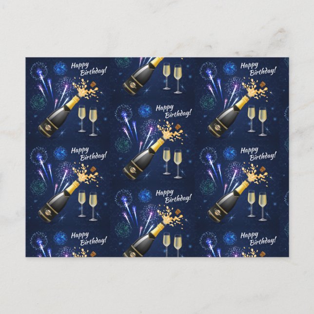 Carte Postale Joyeux feu d'artifice d'anniversaire (Devant)