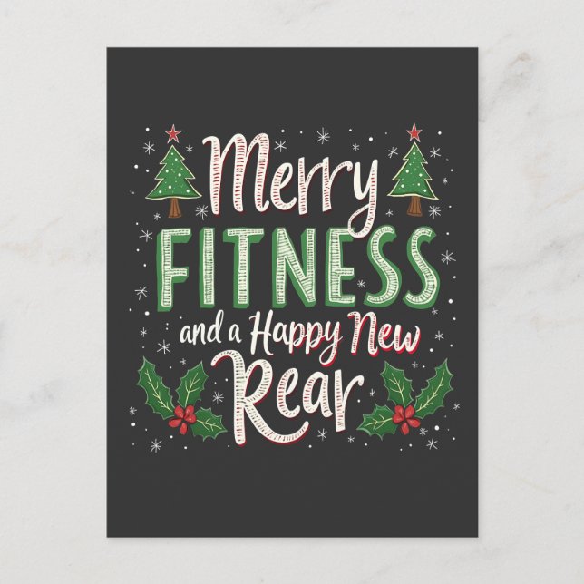 Carte Postale Joyeux Fitness et Joyeux nouveau Bodybuilding arri (Devant)