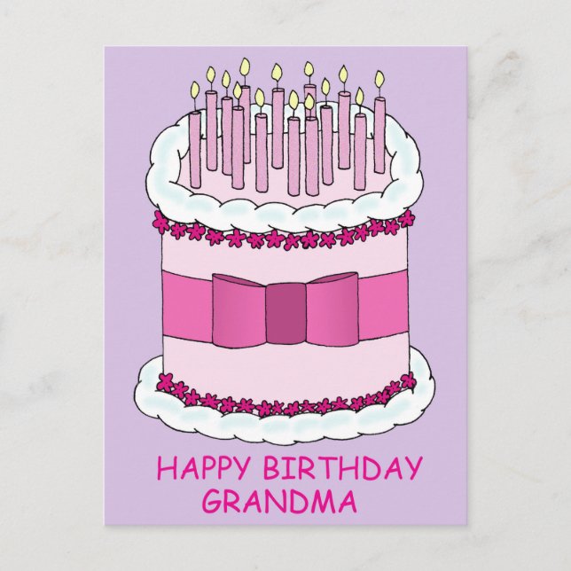 Carte Postale Joyeux gâteau à la grand-mère d'anniversaire avec  (Devant)