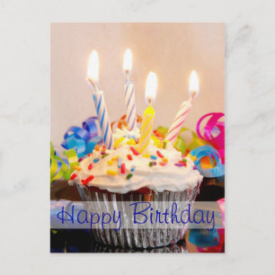 Carte Postale Joyeux gâteau d'anniversaire avec bougies