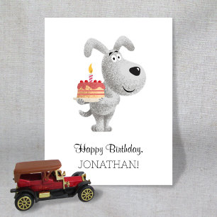 Carte Postale Joyeux gâteau d'anniversaire bougie mignonne Chien