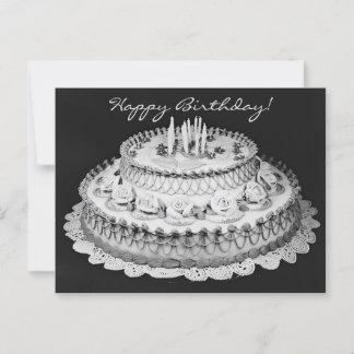 Carte Postale Joyeux gâteau d'anniversaire Photographie Vintage