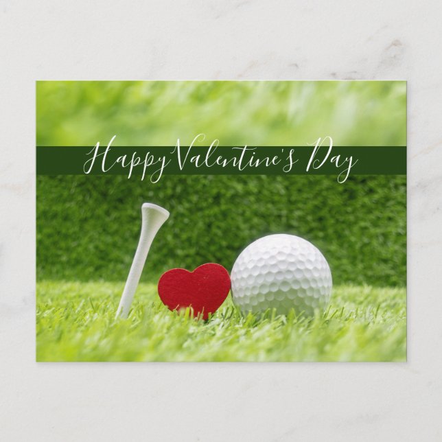 Carte Postale Joyeux golfeur de Valentine avec amour et balle de (Devant)