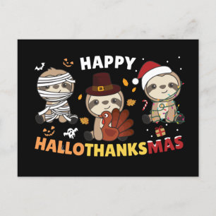Carte Postale Joyeux Hallothanksmas Sloth Christmas Holiday Post