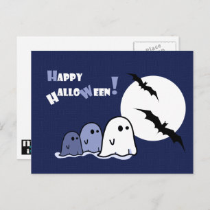 Carte Postale Joyeux Halloween. Amusant Petit Fantôme