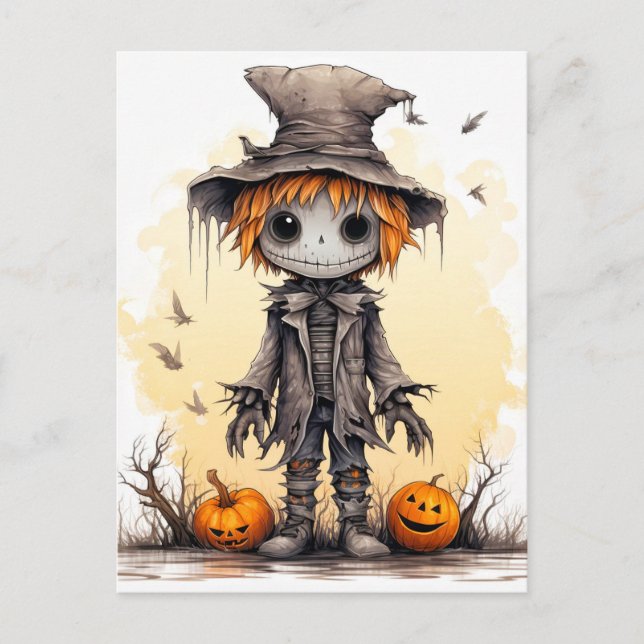 Carte Postale Joyeux Halloween | Belle Ragdoll Scarecrow (Devant)
