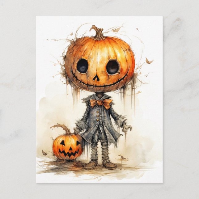 Carte Postale Joyeux Halloween | Champ Citrouille (Devant)