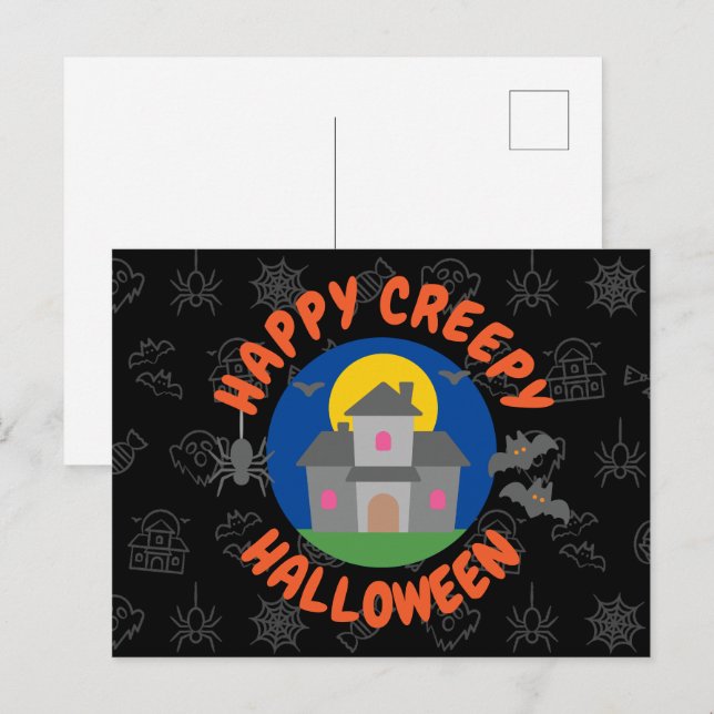 Carte Postale Joyeux Halloween déplaisant - Enfants (Devant / Derrière)