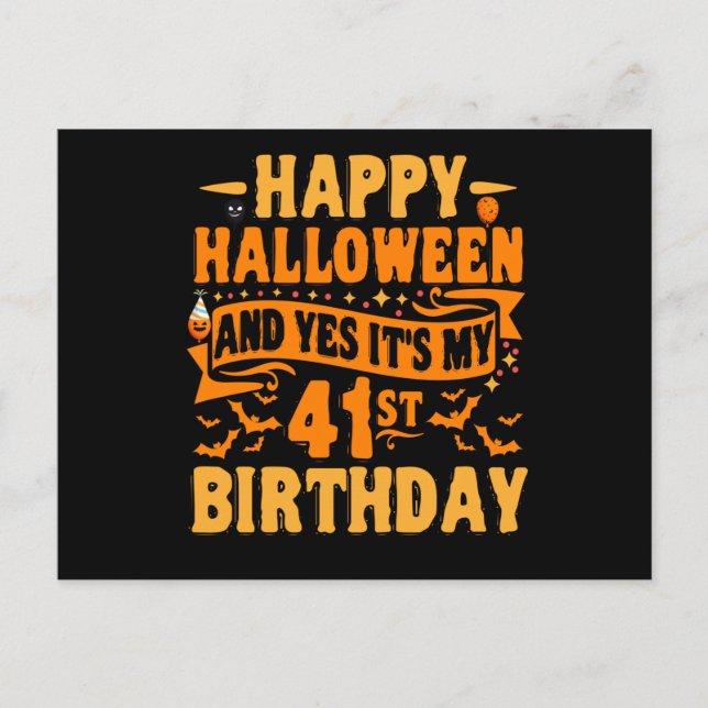 Carte Postale Joyeux Halloween et oui c'est mon 41ème anniversai (Devant)