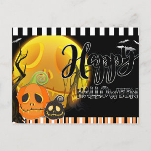 Carte Postale Joyeux Halloween Fantaisistes Citrouilles Souriant