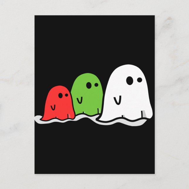 Carte Postale Joyeux Halloween Ghosts italiens Kawaii Cute (Devant)