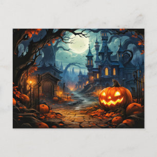 Carte Postale Joyeux Halloween Logements Hantés Déplaisants