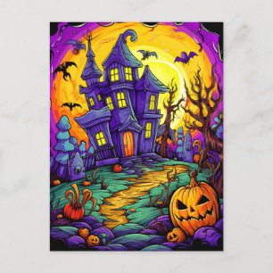 Carte Postale Joyeux Halloween   Maison hantée