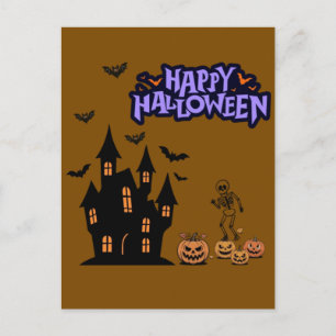 Carte Postale Joyeux Halloween marron