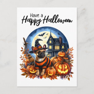 Carte Postale Joyeux Halloween Mignon Bouledogue Français