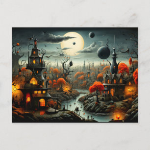Carte Postale Joyeux Halloween Paysage gothique hanté