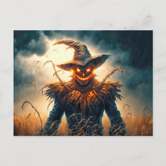 Carte Postale Joyeux Halloween | Sinister Scarecrow (Devant)