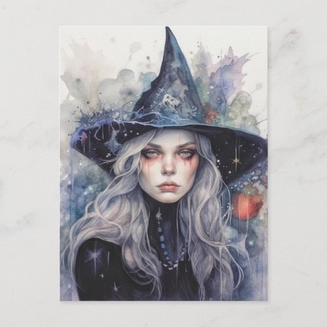 Carte Postale Joyeux Halloween | Sorcière d'automne (Devant)
