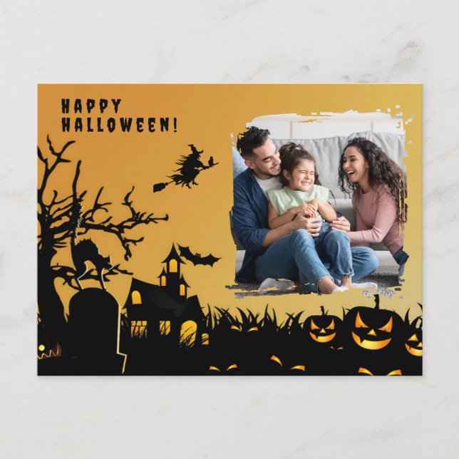 Carte Postale Joyeux Halloween sorcière noire photo (Devant)