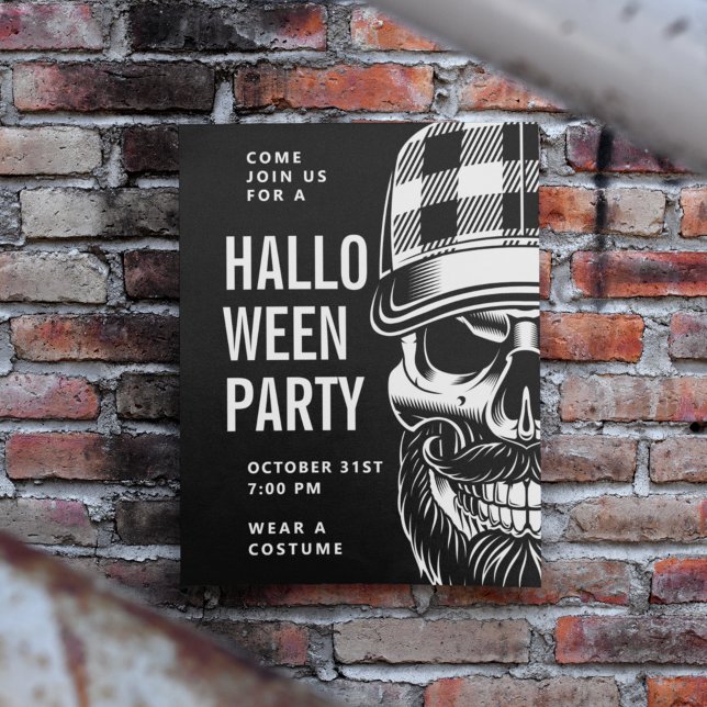 Carte Postale Joyeux Halloween | Squelette de l'Hipster du Parti (Créateur téléchargé)