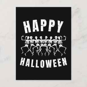 CARTE POSTALE JOYEUX HALLOWEEN SQUELETTES DANSEURS