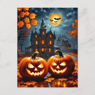 Carte Postale Joyeux Halloween Super citrouilles néfastes lumi