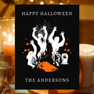 Carte Postale Joyeux Halloween Zombies Squelettes Araignée Perso