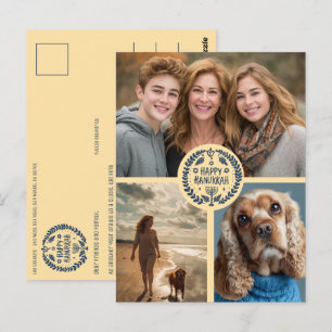 Carte Postale Joyeux Hanoukka CUSTOM 3 PHOTO FÊTE