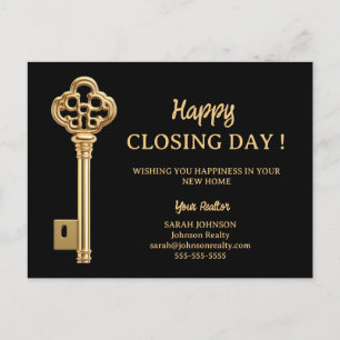 Carte Postale Joyeux jour de clôture Nouvelle Maison Immobilier