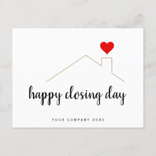 Carte Postale Joyeux jour de fermeture Coeur immobilier