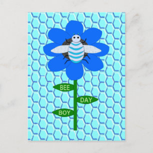 Carte Postale Joyeux jour de l'abeille garçon bleu anniversaire 