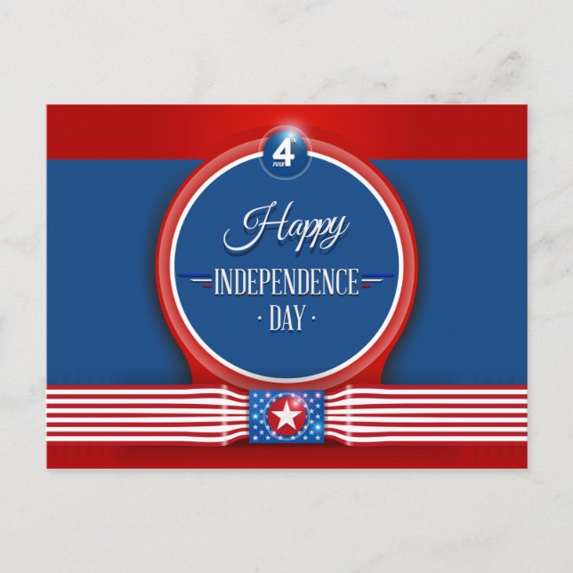 Carte Postale Joyeux Jour de l'Indépendance, couleurs vives (Devant)