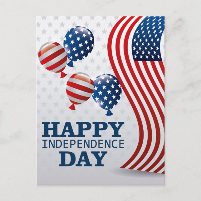 Carte Postale Joyeux Jour de l'Indépendance Drapeau américain et (Devant)