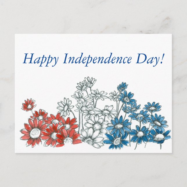 Carte Postale Joyeux Jour de l'Indépendance Rouge Blanc Bleu Fle (Devant)