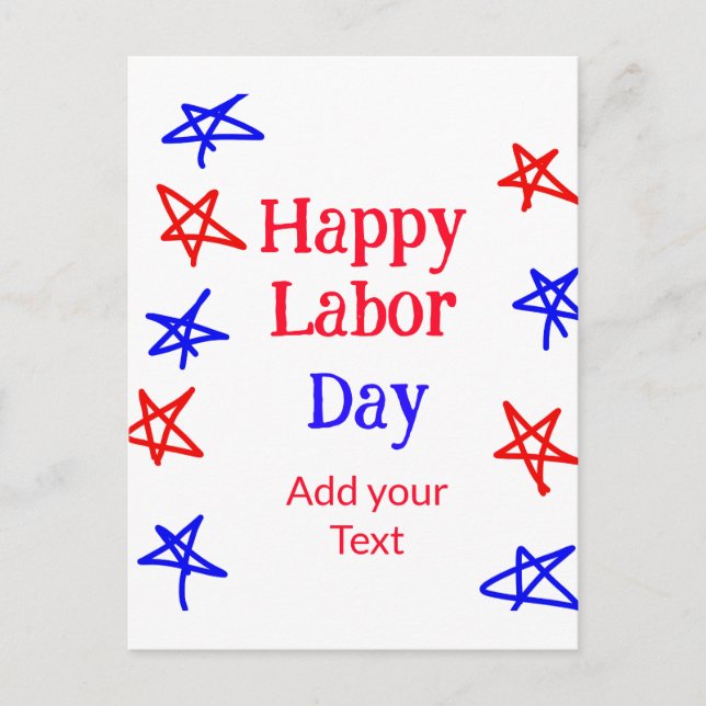 Carte Postale Joyeux jour de travail rouge étoile bleu américain (Devant)