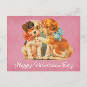 Carte Postale Joyeux Jour des Valentines de Chien Vintage